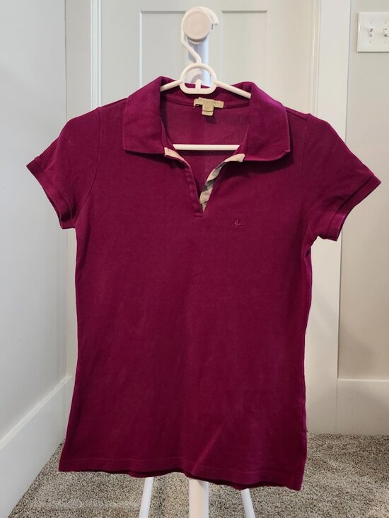 Burberry Tops - Burberry Brit Short Sleeve Polo Shirt – Women’s Small – Burgundy – EUC
